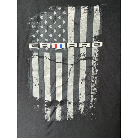 GM Camaro Flag T Shirt Black Red Blue Men's L Sportscar Chevy GM - Picture 4 of 6